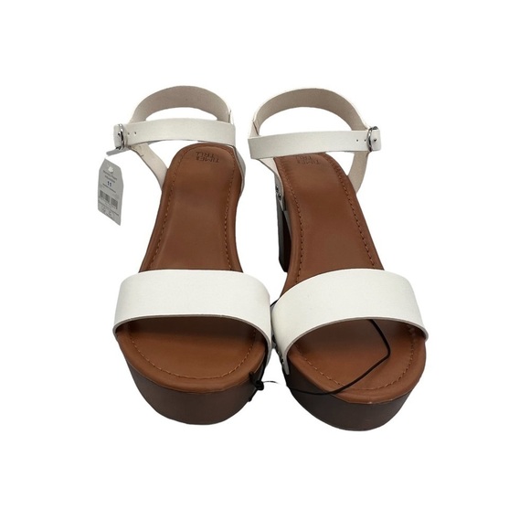 Time And Tru White Memory Foam Platform Block Heel Sandals Size 11 Women’s - Picture 3 of 9